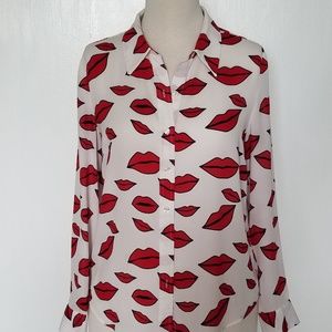 White Lips Collared Blouse